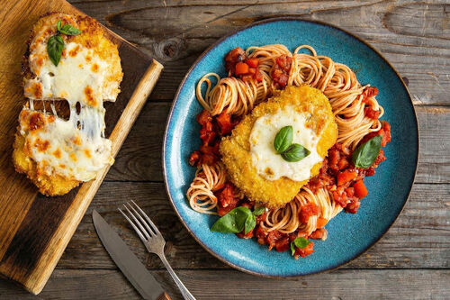 Vega kipschnitzel met mozzarella