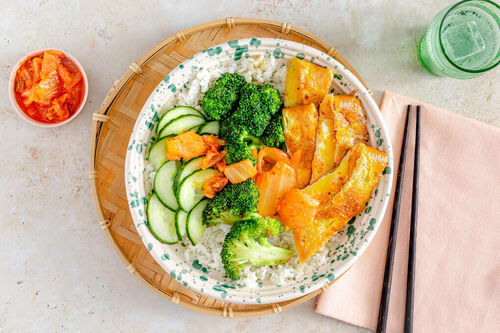 Bibimbap met kimchi-omelet