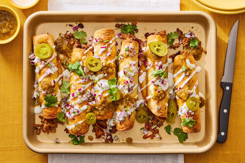 Oven-Fried Chicken Taquitos & Tomatillo Salsa