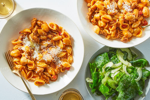 One-Pan Spicy Chicken Sausage & Pepper Pasta