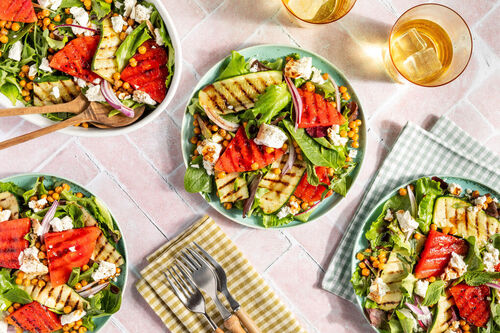 Salat mit gegrillter Melone und Feta