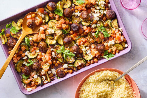 Sheet Pan Mediterranean Meatball Bake