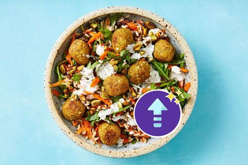 Balanced Falafel and Goat Cheese Grain Bowl