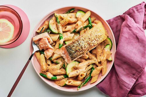 Salmon and Creamy Tomato Pasta