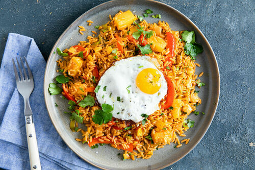 Vollkorn-Bratreis mit Spiegelei