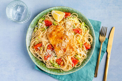 Spaghetti met bio-kip en botersaus