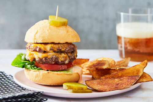 Grilled Double Patty Turkey Cheeseburger