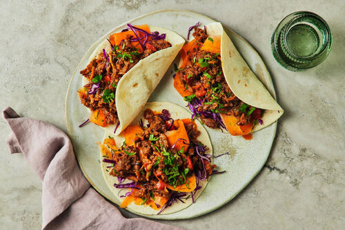 Spicy Pulled Mushroom 'Meat' Tacos