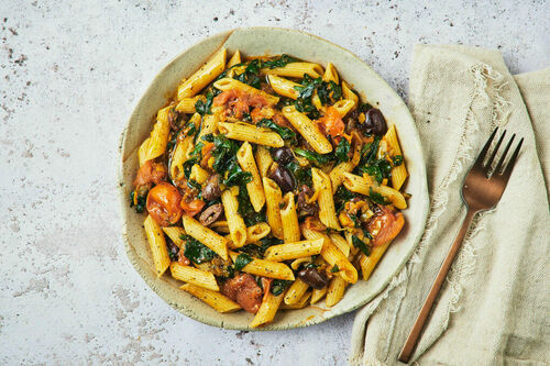 Penne and Burst Cherry Tomatoes