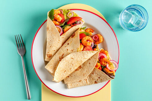 Bunte Garnelen-Tacos mit Guacamole