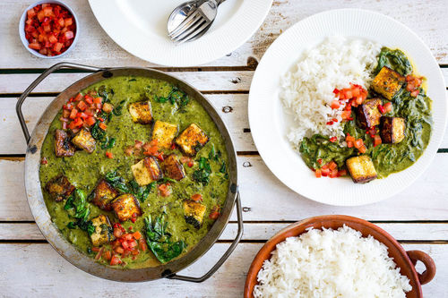Spinat-Paneer-Curry indische Art