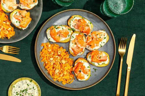 Ovenaardappels met warmgerookte zalm