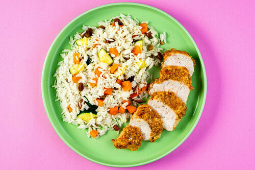 Malse kip met pindakorstje