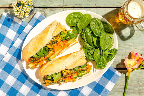 Vegetarische bánh mì met tofu