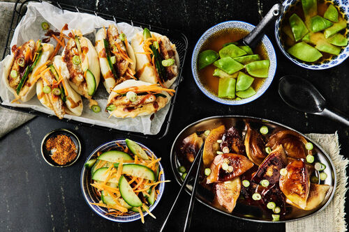 Crispy Basa Bao and Pork Dumpling Banquet