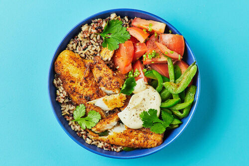 Balanced Basa Fish Burrito Bowl