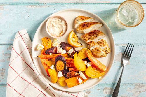 Gekruide kip en groente uit de oven