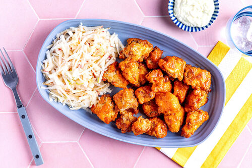 Krokante tofu Buffalo-style