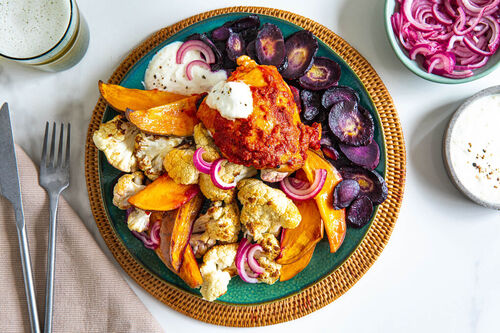 Low carb kip piri piri met paarse wortel