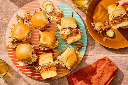 Summer Slow Cooker Pulled Chicken Sliders