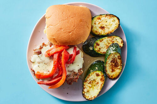 Cheesy Chicken Sausage & Pepper Burger