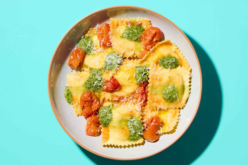 Lemon Burrata Ravioli with Burst Tomatoes