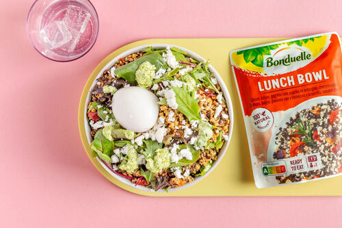 Bulgur-linzensalade met ei