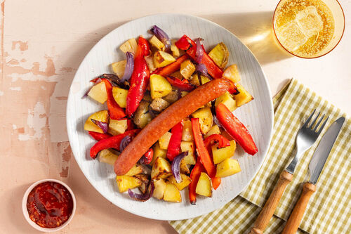 Traybake met rookworst