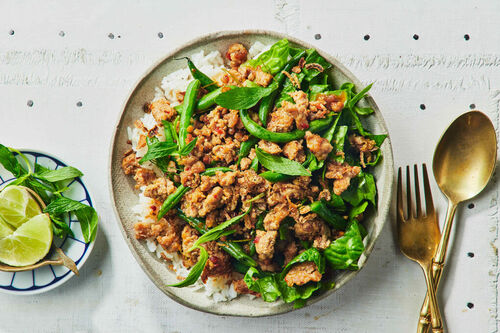 Spicy Cambodian Pork Larb and Jasmine Rice