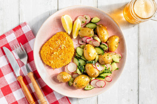 Veganes Schnitzel Wiener Art mit Zitrone