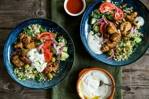 Hähnchen-Schawarma auf Bulgur