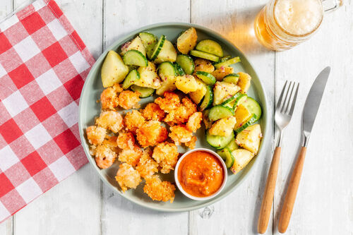 Knapperige gepaneerde garnalen