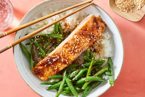 Teriyaki-Glazed Wild Salmon & Sushi Rice