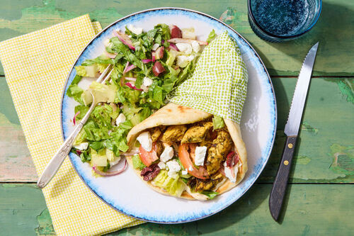 Greek-Inspired Beef & Hummus Gyro