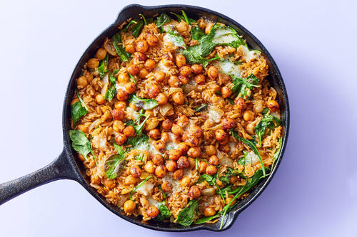 Spinach & Cheddar Skillet Rice