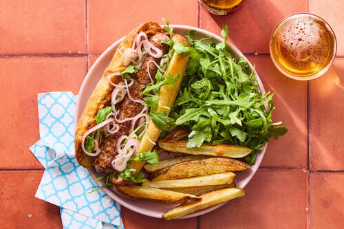 Lamb Merguez Sandwich with Harissa Mayo