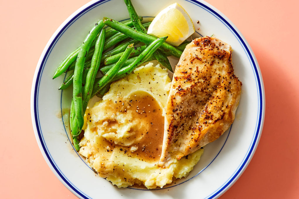 Lemon Pepper Chicken with Mashed Potatoes Green Beans
