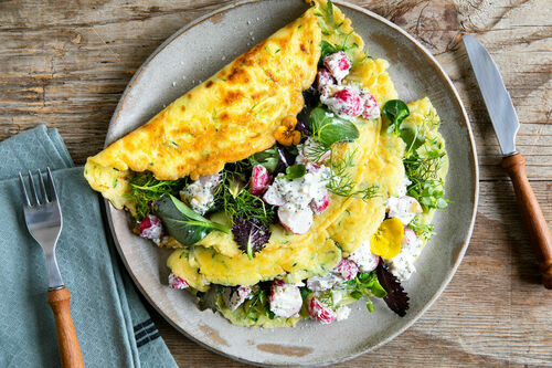 Zucchini-Crêpes mit Ziegenfrischkäse