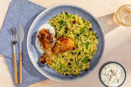 Drumsticks op bulgur met rozijnen