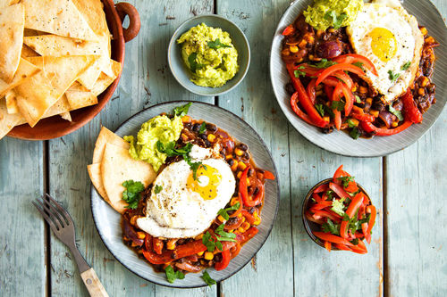 Huevos rancheros met maïs