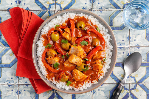 Paprika-tomatenstoof met koolvis