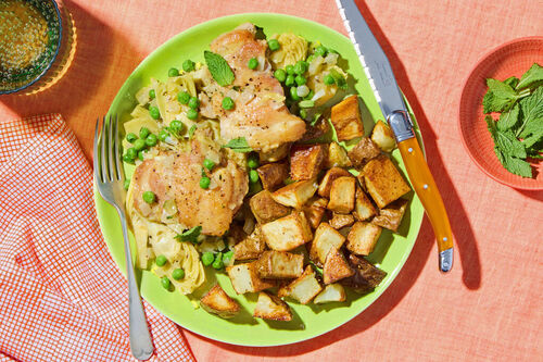 Braised Lemon-Artichoke Chicken Thighs