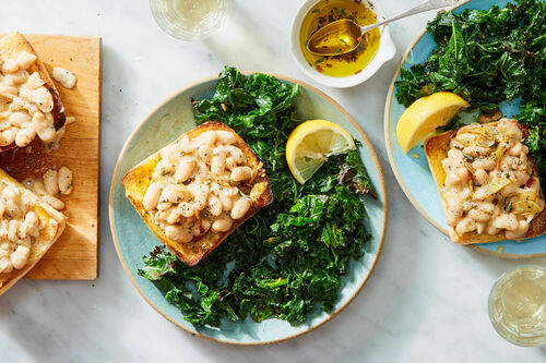 Vegan Braised White Beans on Ciabatta