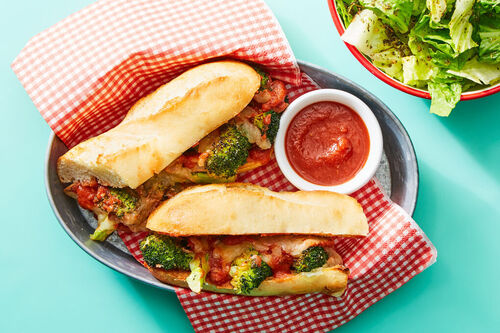 Broccoli & Chicken Parm Hero & Italian Salad