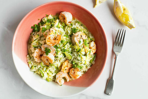 Risotto met garnalen en courgette
