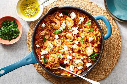 Skillet Jumbo Shrimp & Orzo