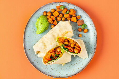 Süßkartoffel-Burritos mit Guacamole