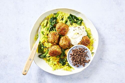 Beef Meatballs and Turmeric Rice