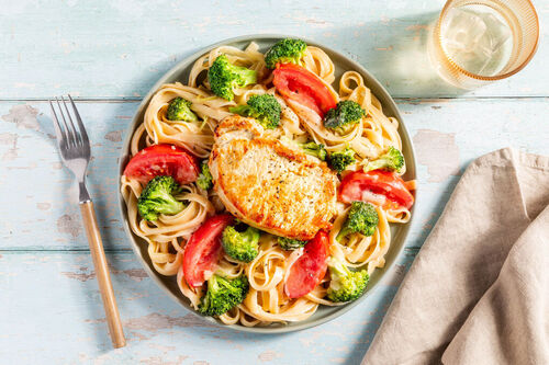 Brokkoli-Tagliatelle mit Schweinesteak