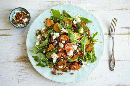 Süßkartoffel-Speck-Salat mit Feta